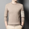 A new autumn and winter men's casual solid-color warm sweater with wool as the base layer details Picture